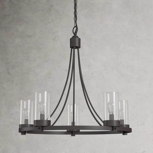 Devoe 5 - Light Shaded Wagon Wheel Chandelier | Wayfair North America