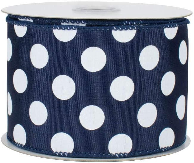 Navy Polka Dots Wired Ribbon - 2 1/2" x 10 Yards, 4th of July, America 250 Anniversary, Father's ... | Amazon (US)