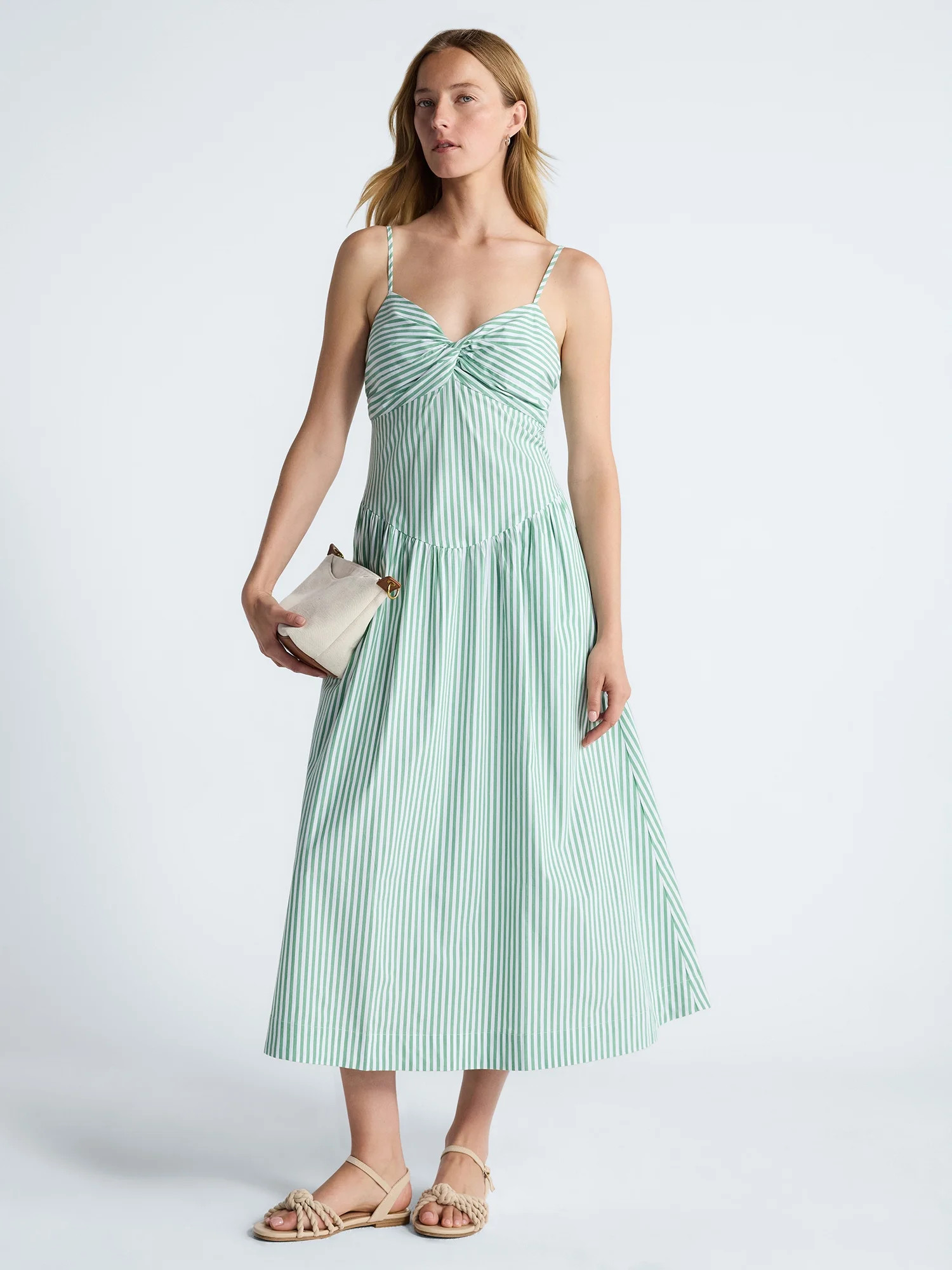 Free Assembly Women's Twist Front Sleeveless Maxi Dress with Drop Waist, Sizes XS-XXL - Walmart.com | Walmart (US)