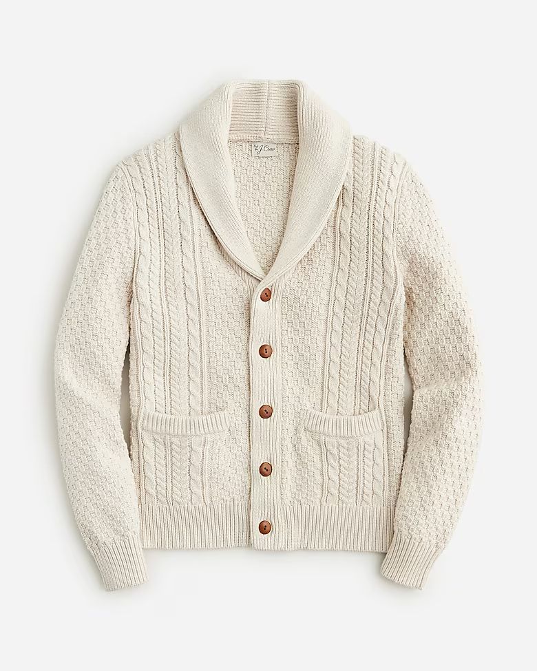 Heritage cotton cable-knit shawl-collar sweater | J. Crew US