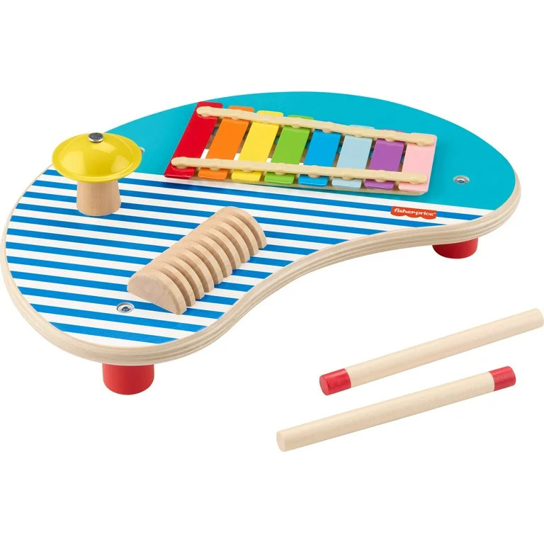 Fisher-Price Wooden Toy Musical Table with Percussion Instruments for Toddler Role Play, 3 Wood P... | Walmart (US)