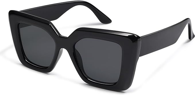 Oversized Square Cat Eye Sunglasses Womens Trendy Chunky Thick Shades Ladies Frame UV400 AP3666 | Amazon (US)