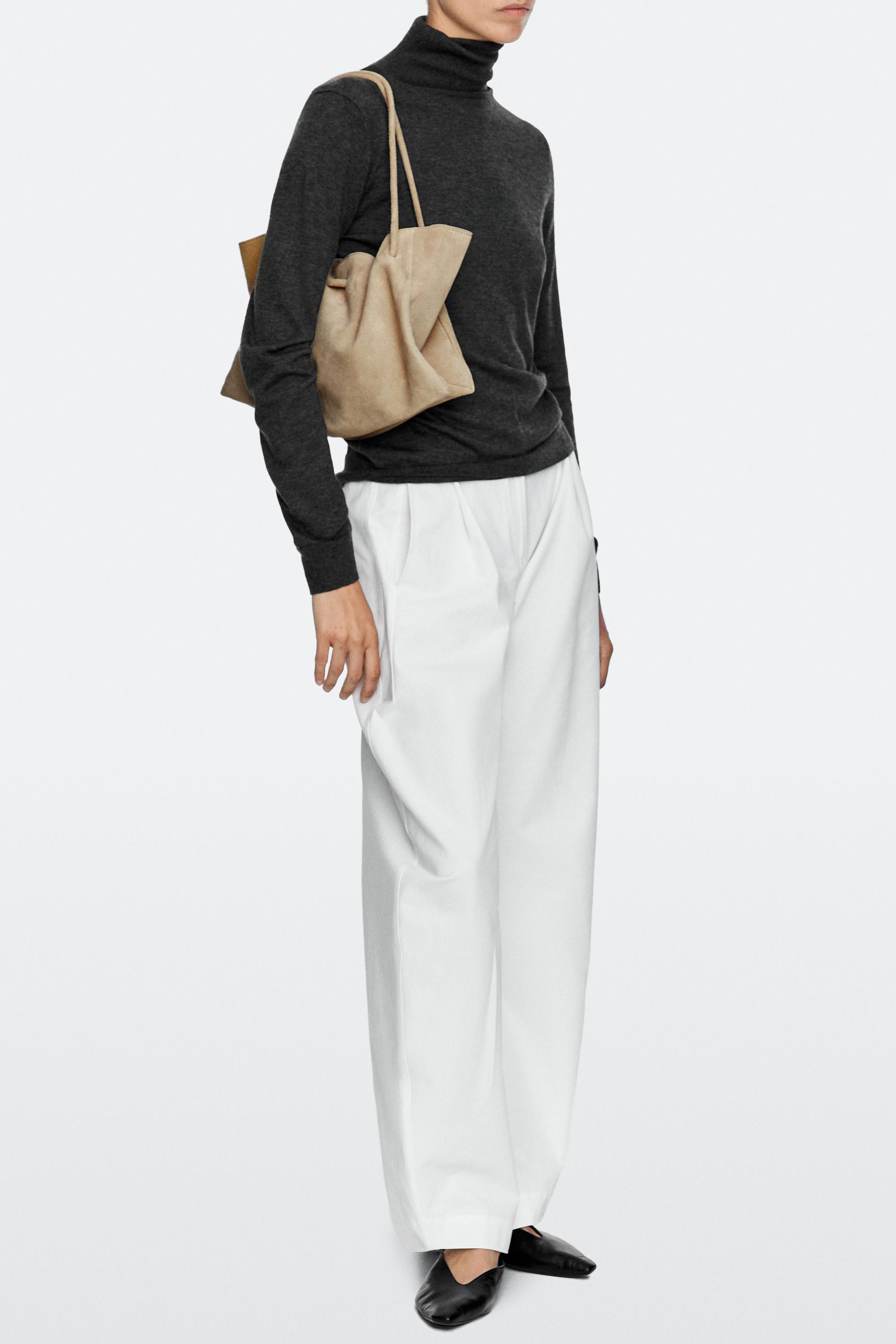 Ruched split suede leather bag | Massimo Dutti UK