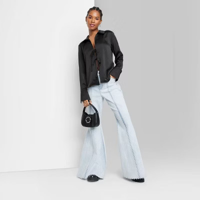 Women's Bell Long Sleeve Satin Fly Away Top - Wild Fable™ | Target