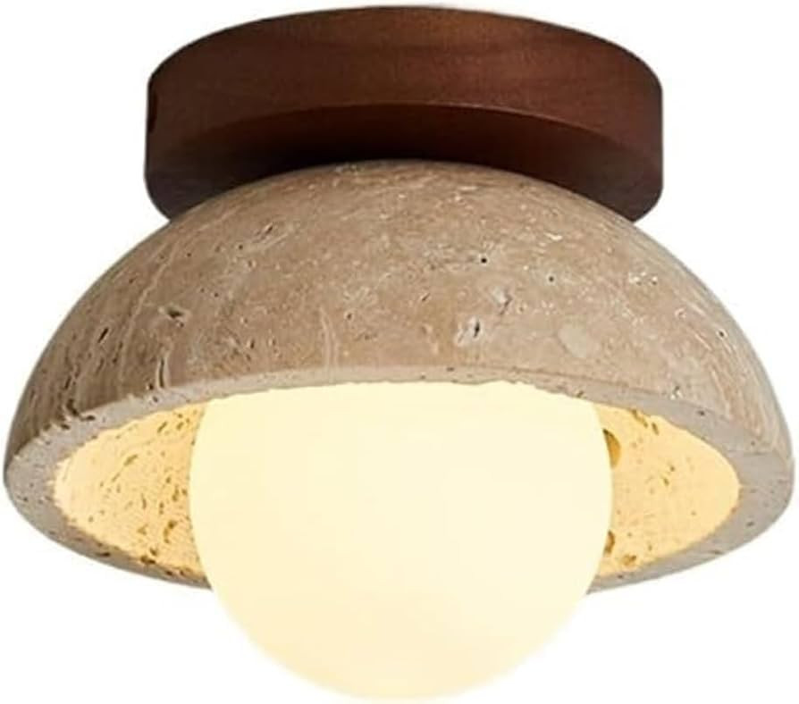 BRRSKBK Mid Century Modern Hallway Ceiling Light White Milk Shade Small Marble Natural Stone Ceil... | Amazon (US)