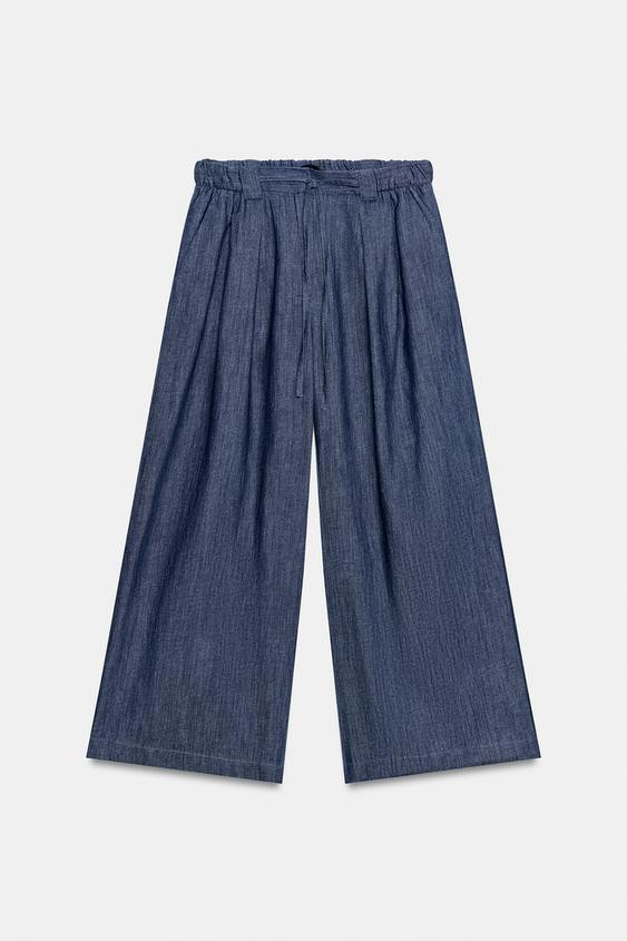 Zara - Darted Trousers With Belt - Indigo - L - Woman | Zara AU