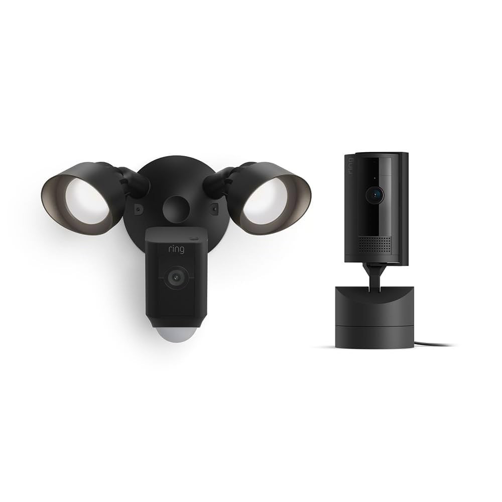 Ring Pan-Tilt Indoor Cam, Black with Ring Floodlight Cam Wired Plus, Black | Amazon (US)