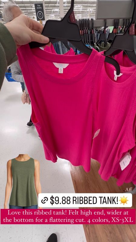 Time & Tru ribbed swing tank at Walmart under $10! These tanks are so flattering, come in several colors and in sizes up to 3XL. Perfect to pair with shorts this summer or layer under a jean jacket!  ……………. walmart tank tank top ribbed tank tank under $10 tank under $20 nuuds dupe skims dupe free people dupe ribbed top pink tank basic tank best basics walmart finds walmart new arrivals get the look for less fp movement dupe alo dupe best layering tank plus size top plus size shirt loose tank sleeveless top sleeveless shirt black tank summer trends summer outfits spring trends spring outfits flattering top plus size tank top swing tank 

#LTKover40 #LTKplussize #LTKxTarget