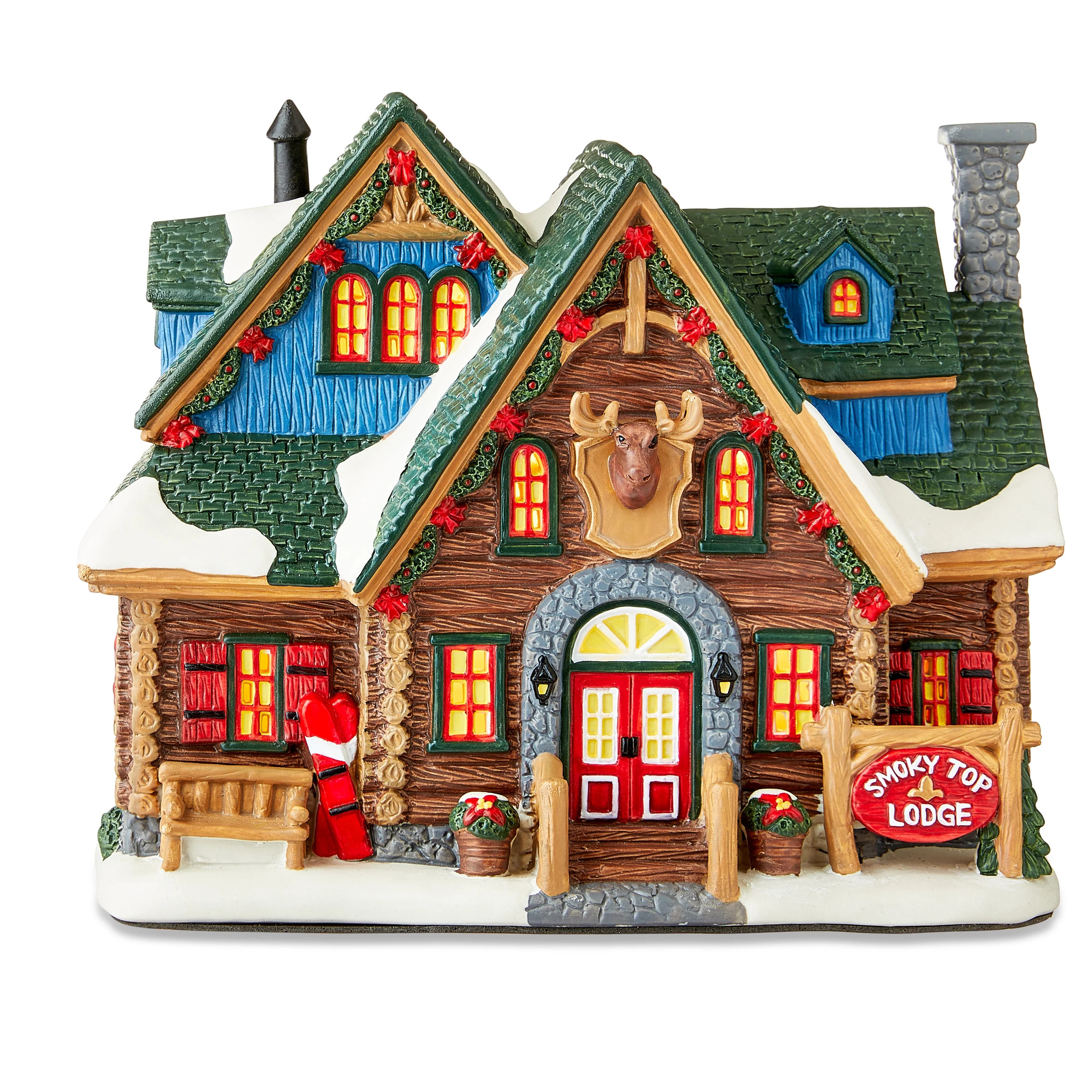 Light-Up Christmas Village House Smoky Top Lodge, 9.3 in, by Holiday Time | Walmart (US)
