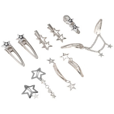 Unique Bargains Women's Stars Hair Clips Silver Tone 10 Pcs | Target