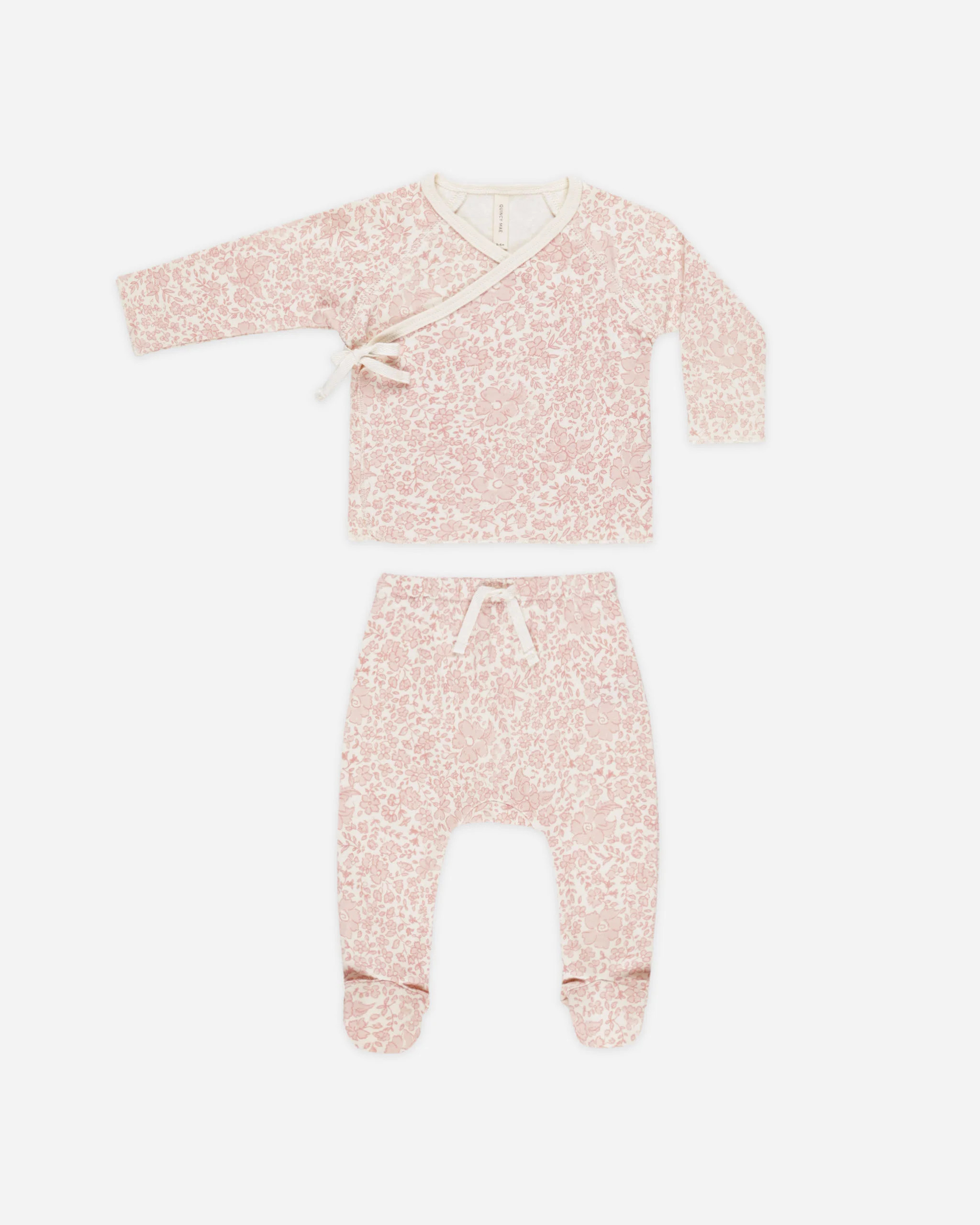 Wrap Top + Footed Pant Set || Pink Blossom | Rylee + Cru