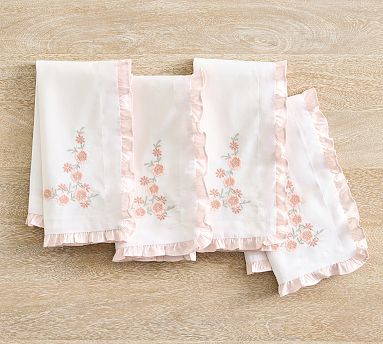 LoveShackFancy Floral Embroidered Lace Napkins - Set of 4 | Pottery Barn (US)