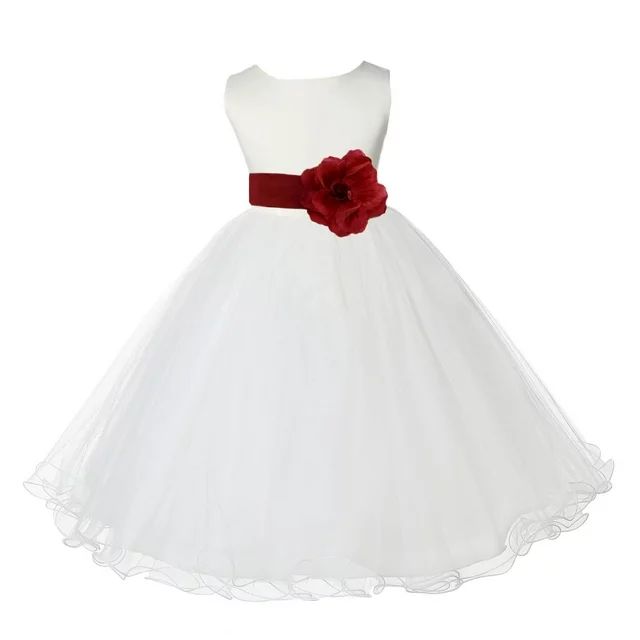 Ekidsbridal Ivory Satin Tulle Rattail Edge Flower Girl Dress Bridesmaid Wedding Pageant Toddler R... | Walmart (US)