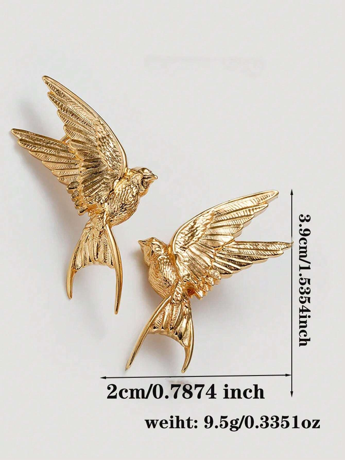 1 Pair Of Asymmetrical Metal Earrings With Peace Pigeon Design, European And American Style Fashi... | SHEIN