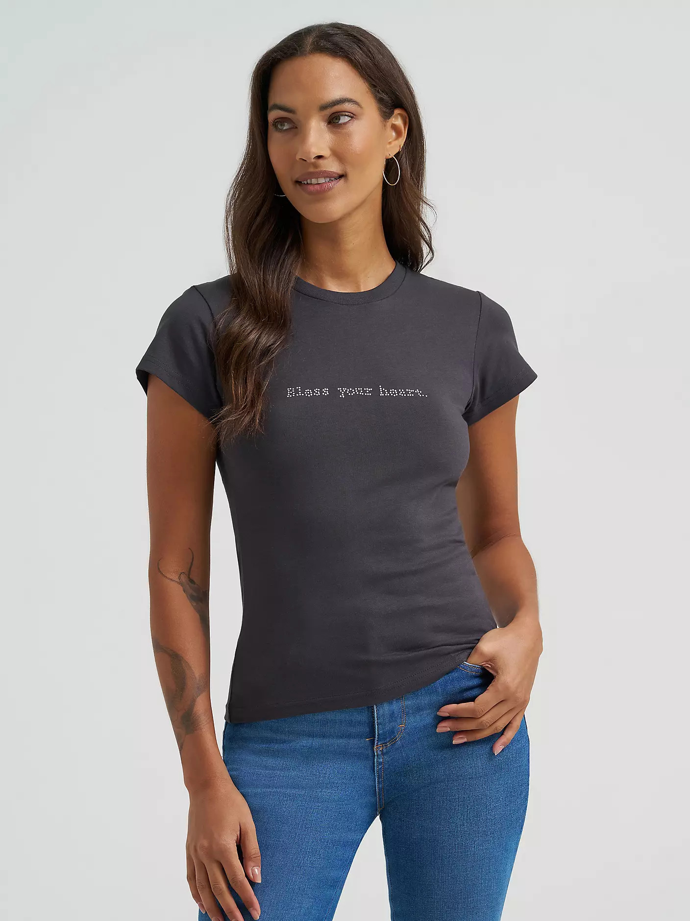 Women's Rhinestone Bless Your Heart Shrunken Band Tee | Wrangler