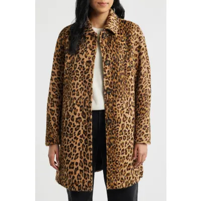 Bernardo Long Leopard Print Coat at Nordstrom, Size Xx-Large | Nordstrom