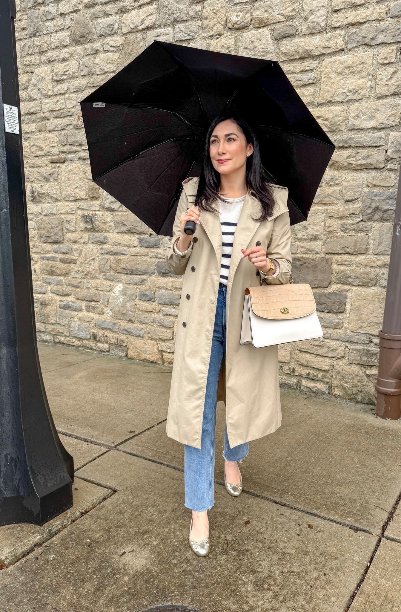 Rainy day outfit 🌧️🩵 As much as I don’t like the rain, I’ll take it over snow. This winter has been rough so I’m ready for spring and warmer weather ahead!! Today I got my hair done and wore this transitional spring look. 

#rainoutfit #springfashion #trenchcoat #casualstyle #everydaystyle 

#LTKootd #LTKSeasonal