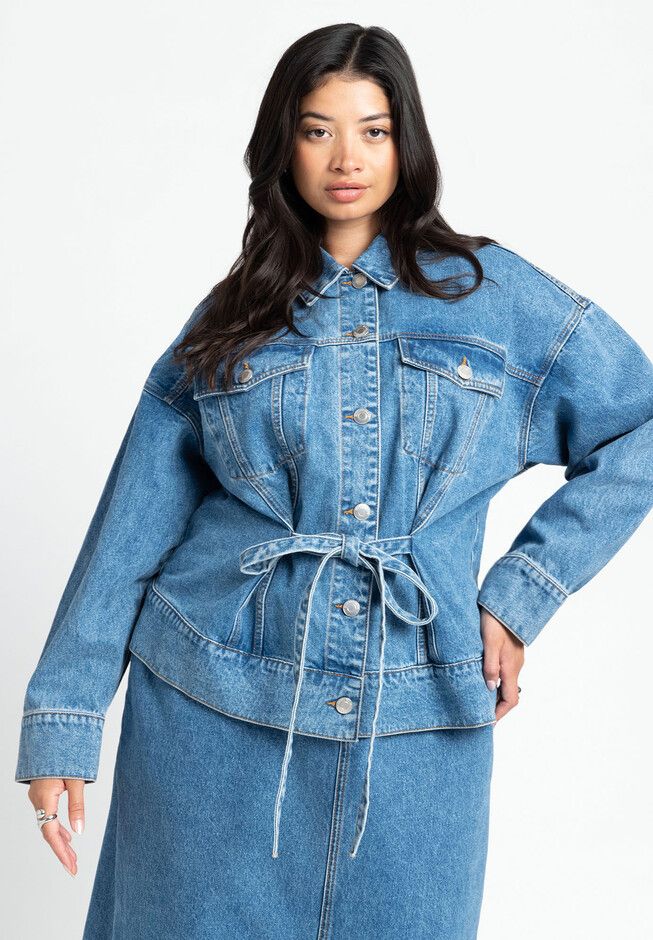 Denim Jacket With Cinched Waist | Eloquii