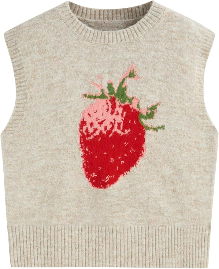 CIDER Women’s Sweater Vest Knit Sleeveless Pear Cute Graphic Sweater Vest Tank Top Fall Outfits | Amazon (US)