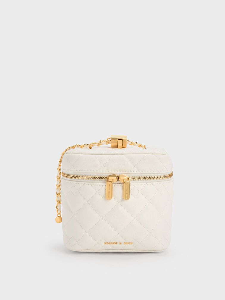 Nezu Quilted Boxy Bag - White | Charles & Keith US