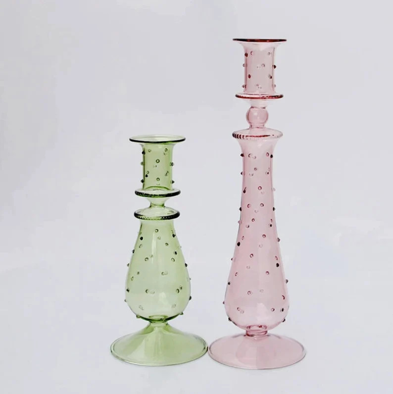 Colourful Abstract Glass Candlestick Holders Candle Vases Art | Etsy | Etsy (US)