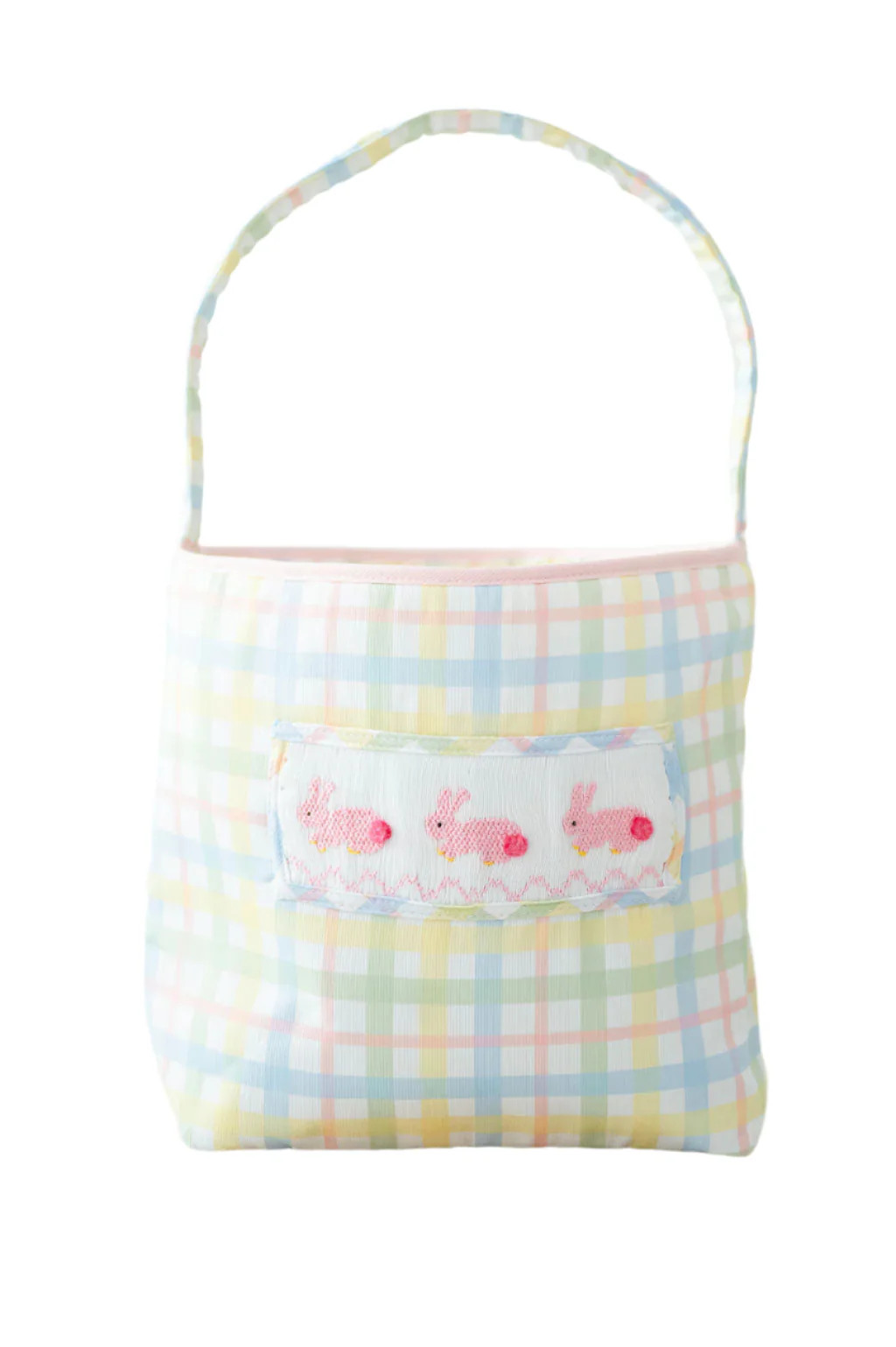 Ruth and Ralph Pink Smocked Bunnies Easter Basket | JoJo Mommy