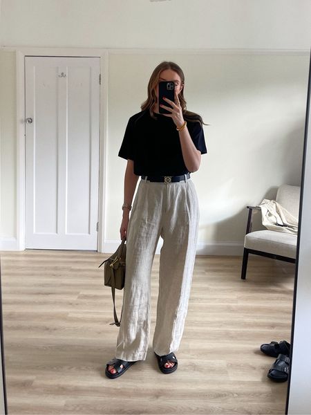 Outfit planning for a weekend in Palma

Medium in the &OS black relaxed t-shirt

36 in the &OS tailored linen trousers

Loewe puzzle bag in small, in artichoke green 

Loewe reversible belt

#LTKSeasonal
