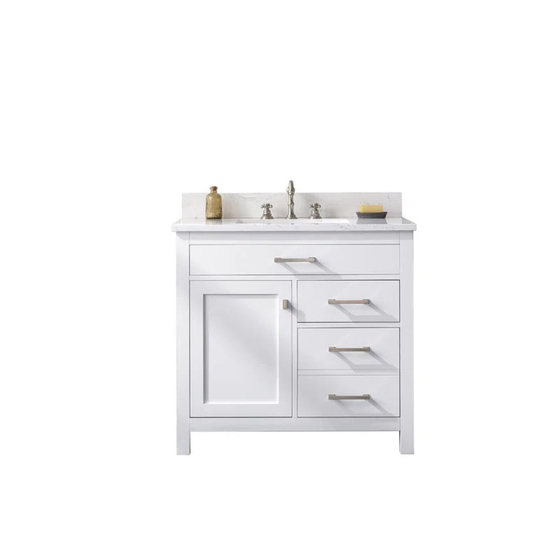 Atencio 36'' Single Bathroom Vanity with Engineered Stone Top | Wayfair North America