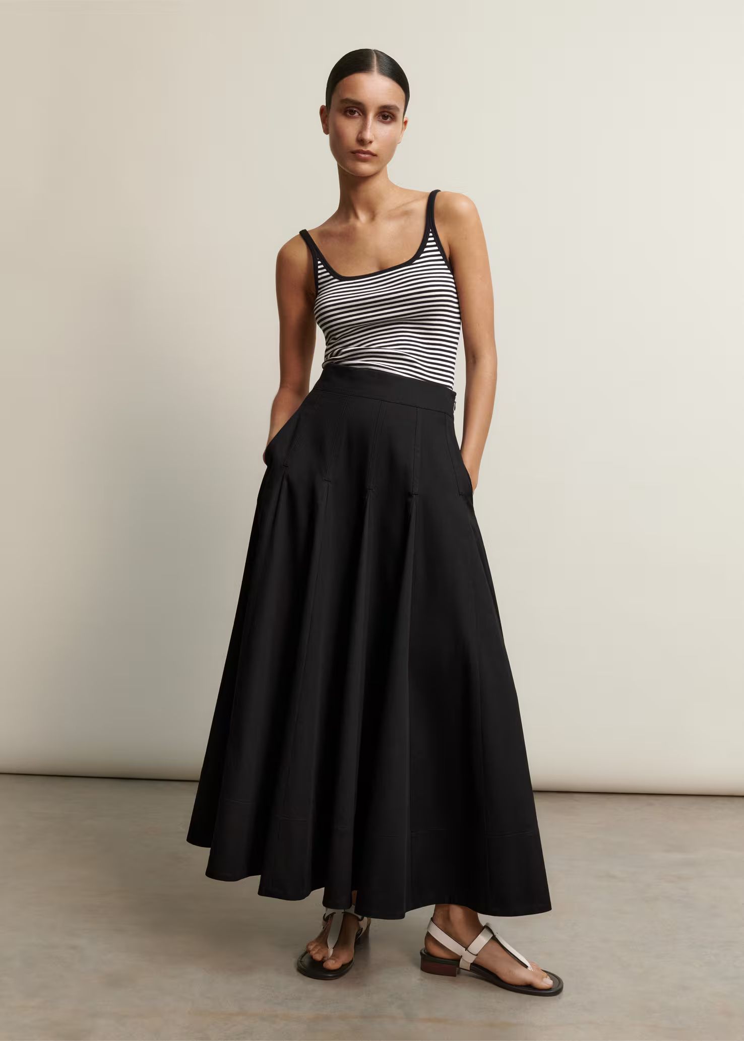 Heavy Cotton Sateen Maxi Skirt | ME+EM US