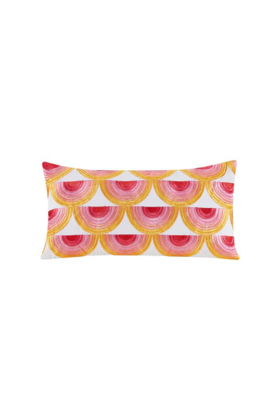 SATIN STITCH EMBROIDERED PINK/YELLOW THROW PILLOW | Trina Turk