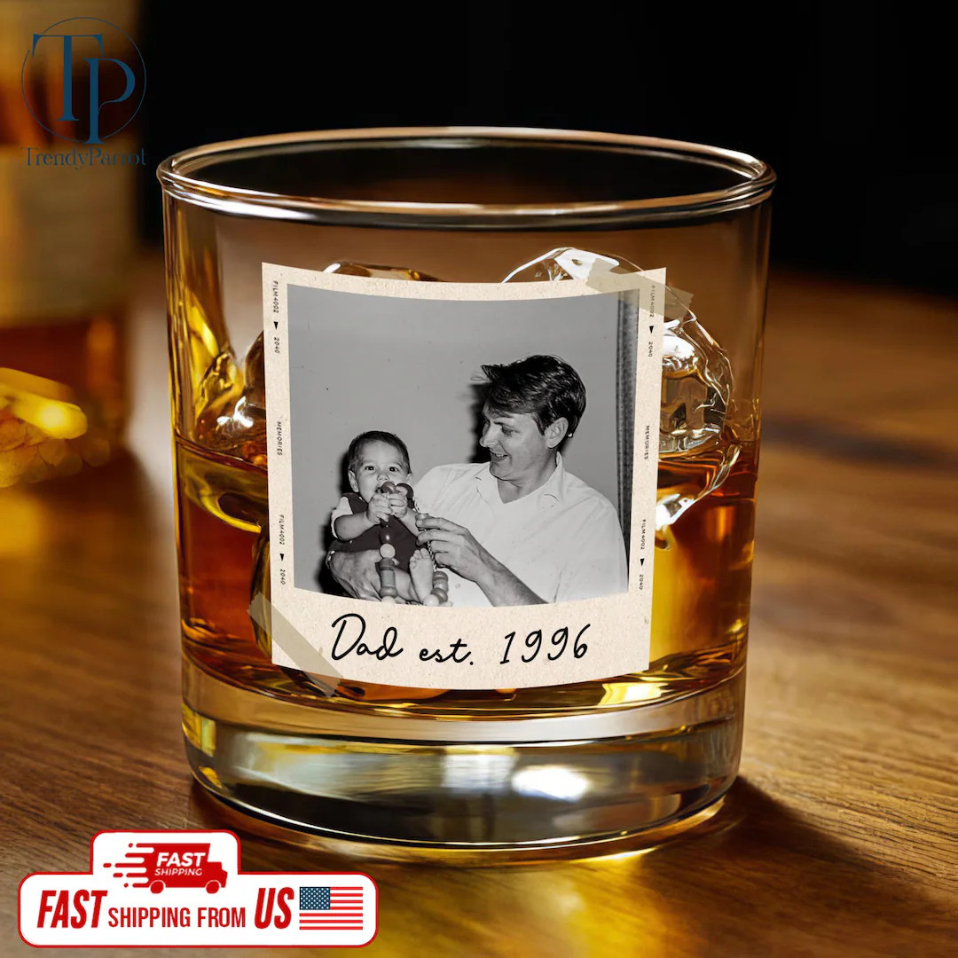 Dad Gifts, Gifts for Dad, Custom Photo Dad Est Whiskey Glass, Grandpa Gift, Dad Glass, Gifts for ... | Etsy (Global)