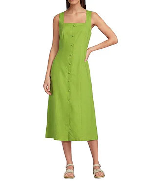 Alex Marie Colette Stretch Linen Blend Straight Neckline Sleeveless Maxi Dress | Dillard's | Dillard's