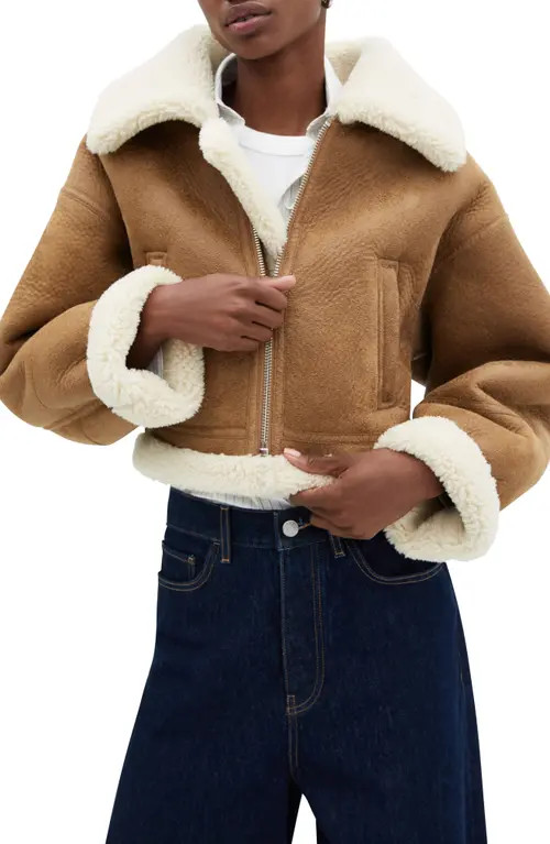 MANGO Faux Shearling Jacket in Beige at Nordstrom, Size Medium | Nordstrom