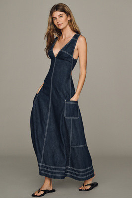 Cotton Denim Apron Midi Dress | Anthropologie (US)