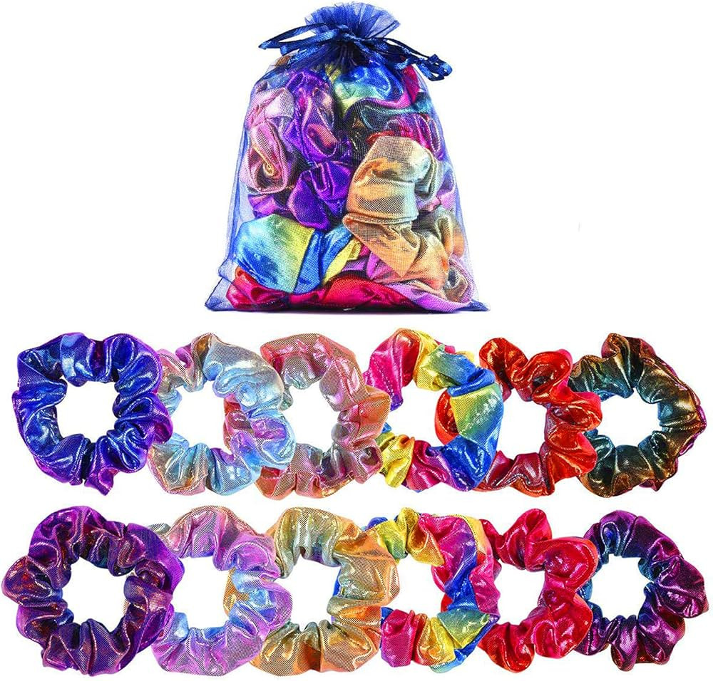 Shiny Metallic Scrunchies Hair Mermaid Elastics Hair Bands Scrunchy Ponytail Holder Accessories f... | Amazon (US)