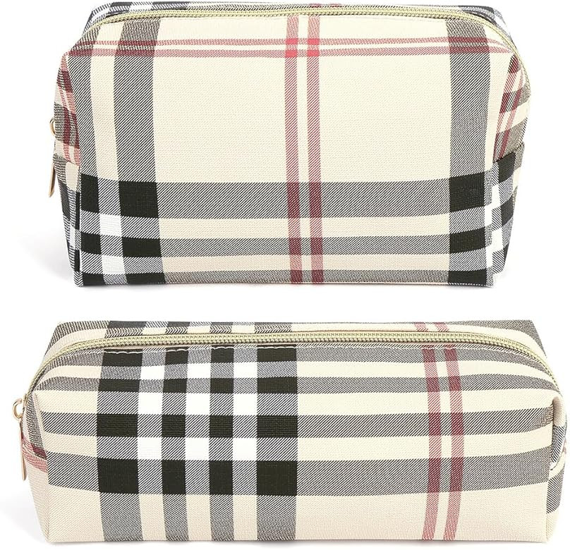 MAANGE Small Makeup Bag for Purse, 2 PCS Cosmetic Bag for Women Travel Makeup Pouch Leather Make ... | Amazon (US)