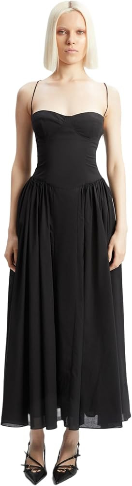 BARDOT Estie Cotton Maxi Dress - Black Sweetheart Neckline, Lace-Up Back, Full Volume Skirt, Summ... | Amazon (US)