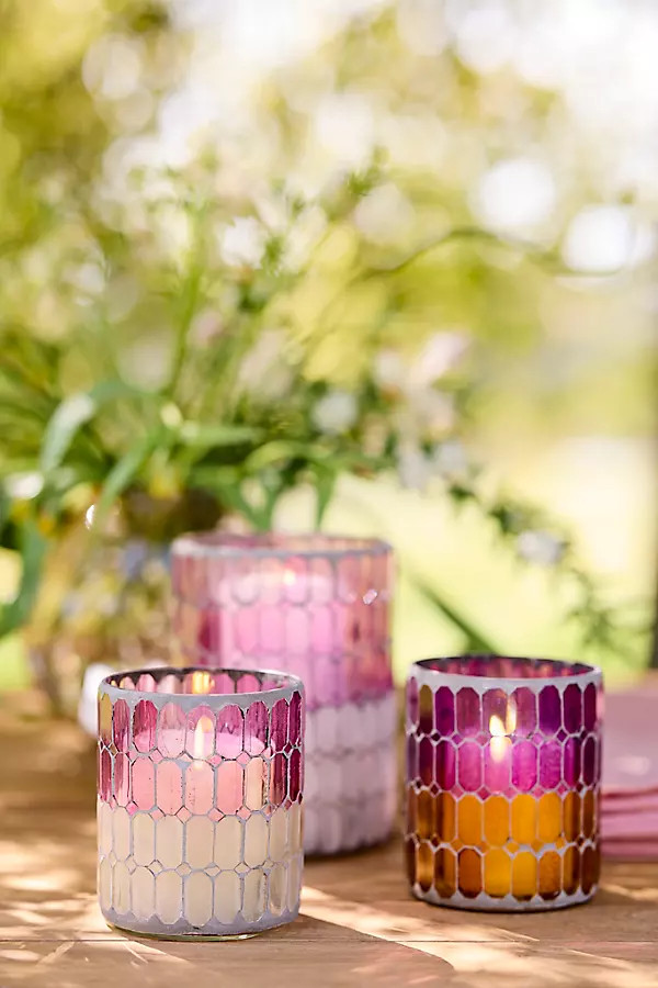 Color Block Mosaic Glass Votive Holder at Terrain | Terrain