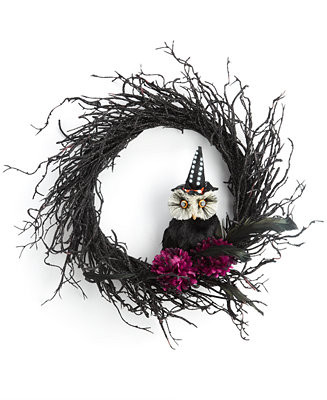 Holiday Lane Halloween Vine Wreath with Owl, Created for Macys & Reviews - Shop All Holiday - Hom... | Macys (US)
