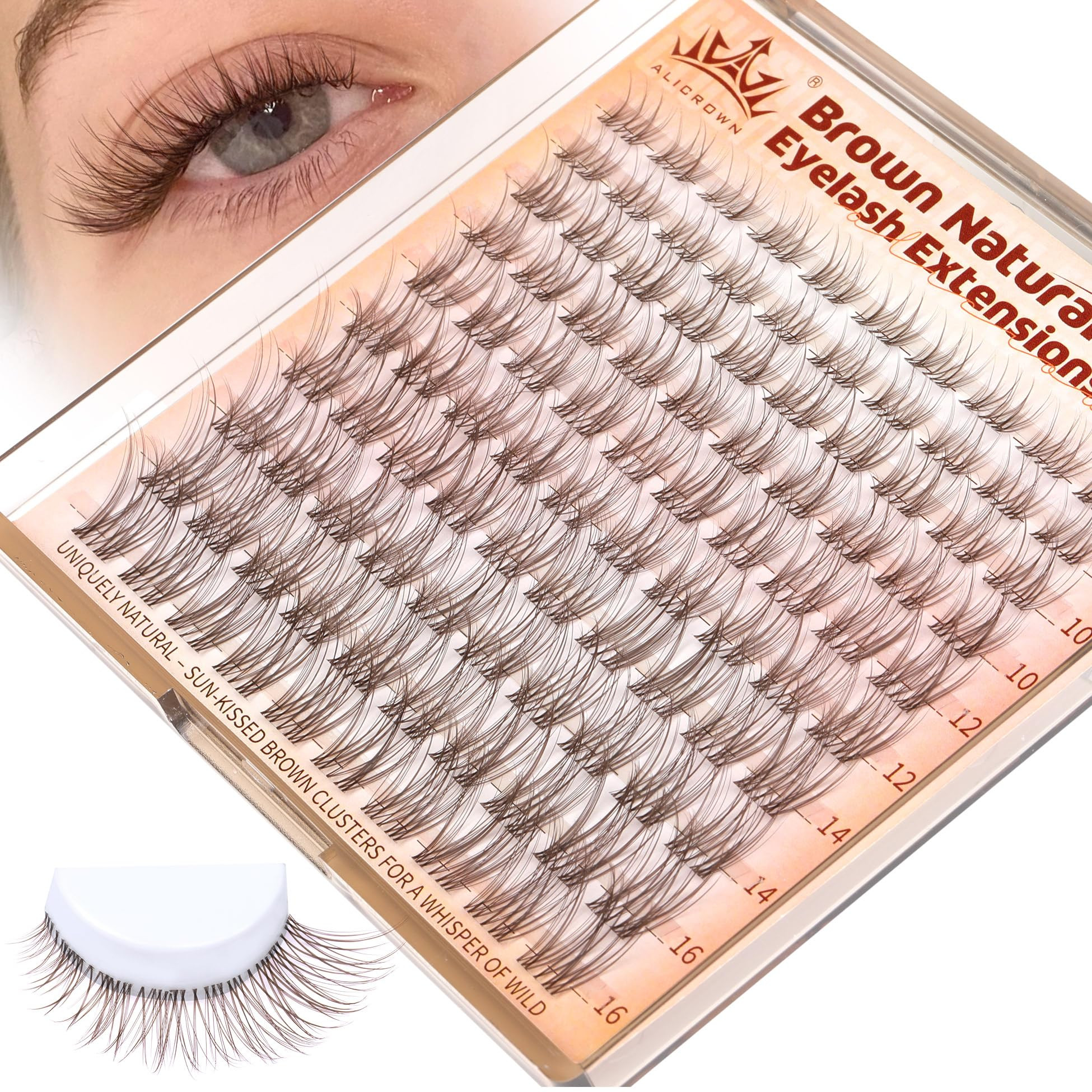 Brown Lash Clusters Natural Eyelash Clusters Wispy Individual Lash Extensions Brown Eyelash Exten... | Amazon (CA)