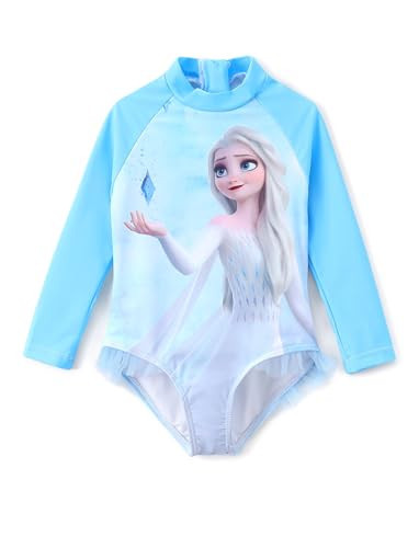 Disney Princess Frozen Elsa Bathing Suit Baby Girl Swimsuit One Piece Swim Suits Long Swim Clothing UPF50+Rashguard Swimming Suit Quick Dry Swimming Clothing Toddler Swimwear Color Block 3-4 Years | Amazon (US)