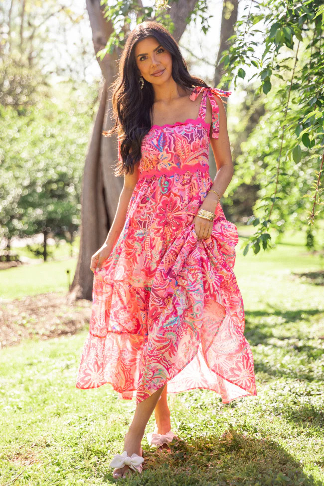 Fun In The Sun Pink Rick Rack Maxi Dress | Pink Lily