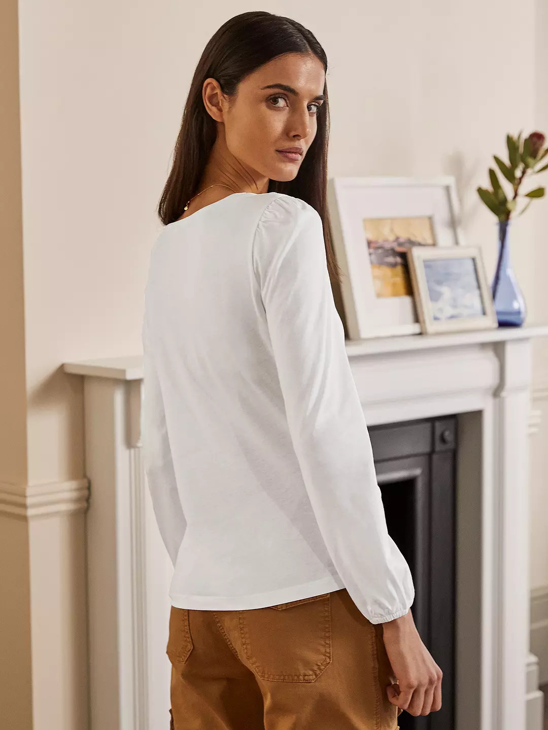 Boden Super Soft Long Sleeve Tee, White | John Lewis (UK)