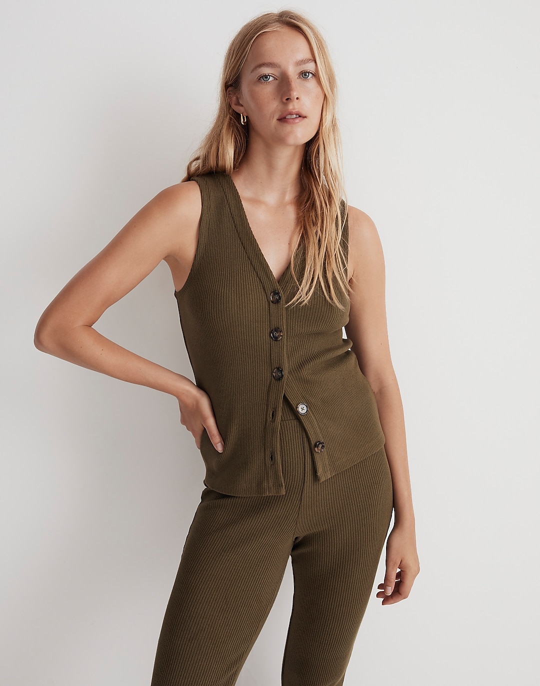 Ribbed Button-Front Vest | Madewell