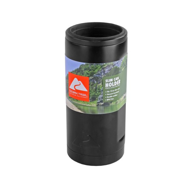 Ozark Trail Insulated Stainless Steel 12-Ounce Slim Can Drink Sleeve, Black - Walmart.com | Walmart (US)