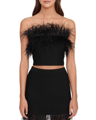 Nellie Feather Trim Crop Top | Bloomingdale's (US)