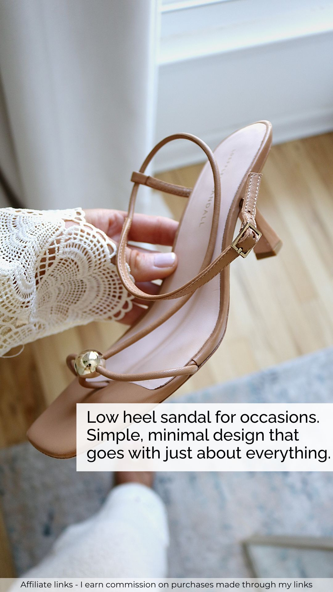 Affiliate links - I earn commission on purchases made through my links | strappy sandals low heel minimal style occasion shoes 
