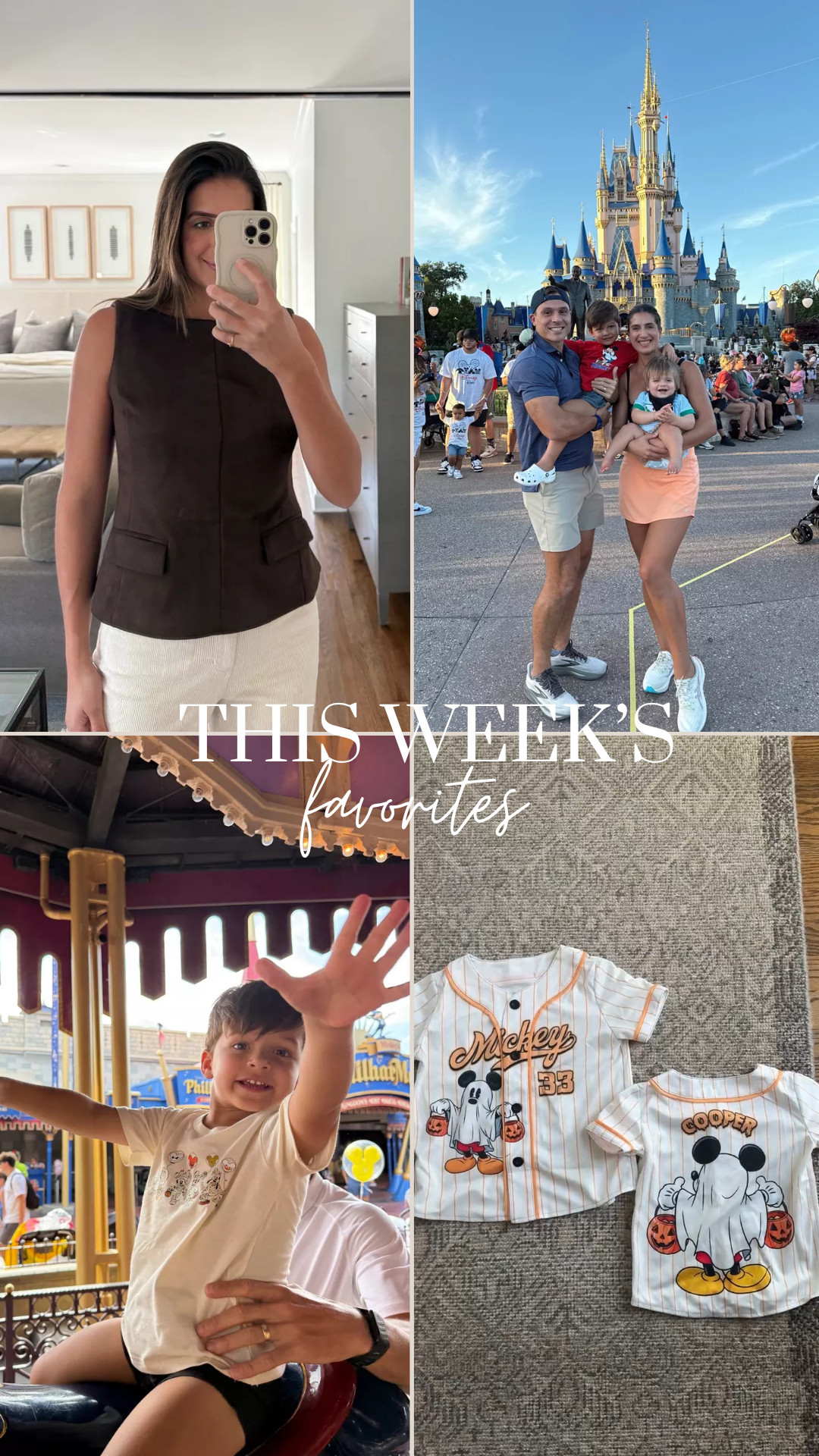 This weeks favs with a sprinkle of Disney ✨

disney, disney travels, travel, family trip, disney outfits, family pics, ann taylor, madewell, outfit inspo, family outfits, disney outfits for family, boy mom, Grace White 

 

#LTKTravel #LTKKids #LTKFamily