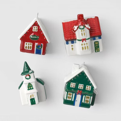 Set of 4 Ceramic Village Christmas Ornaments - Threshold™ | Target