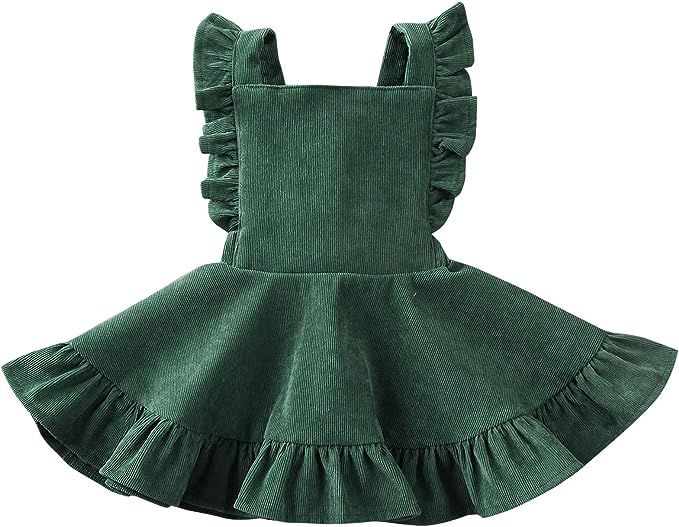 Karuedoo Baby Girls Velvet Suspender Skirt Infant Toddler Ruffled Casual Strap Sundress Summer Ou... | Amazon (US)